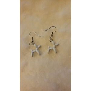 Mini white balloon dog earrings